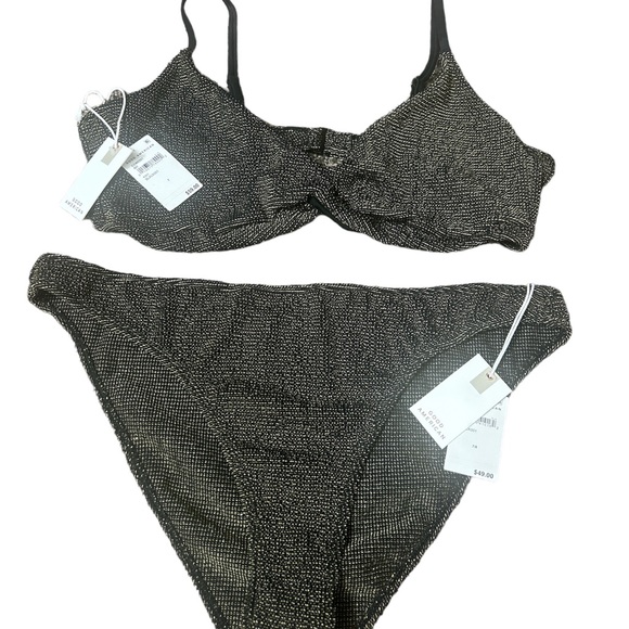 NWT Good American 2 Piece Black Gold Bikini Swim Set 7/8 (4XL-5XL) - Picture 1 of 8
